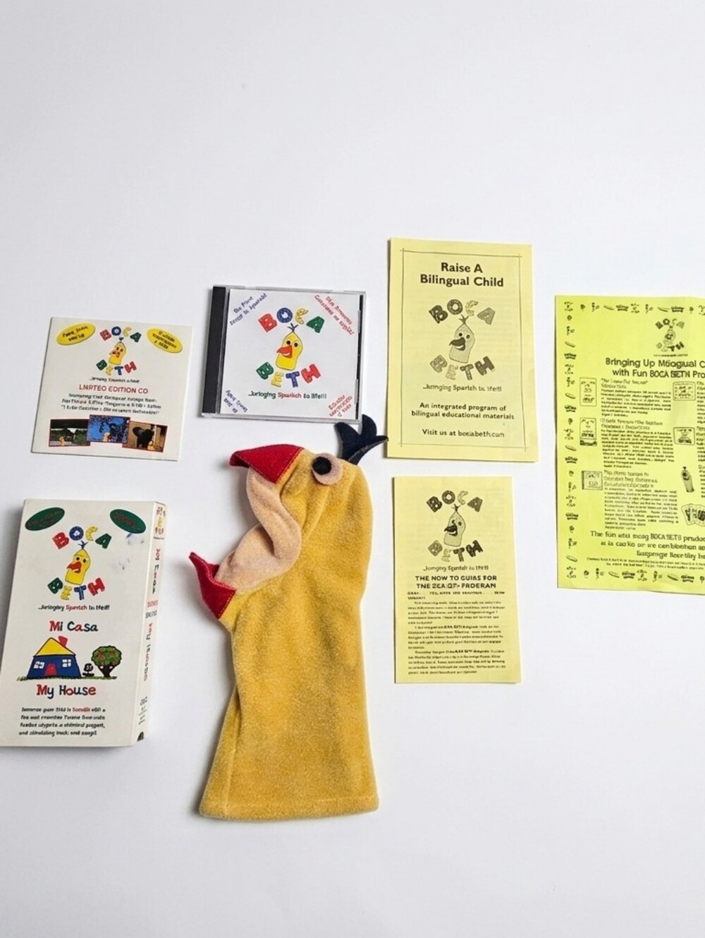 Vintage Boca Beth Spanish Learning Set Puppet CD VHS